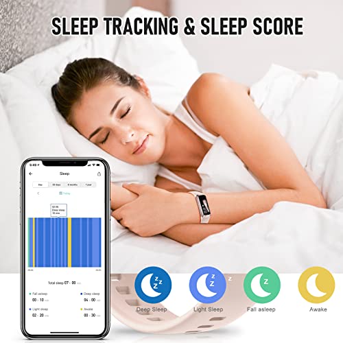 Fitness Tracker with 24/7 Heart Rate Blood Pressure Blood Oxygen Sleep Monitor, 1.1" AMOLED Touch Screen Activity Trackers, Waterproof Step Counter Health Pedometer for Women - color: pink