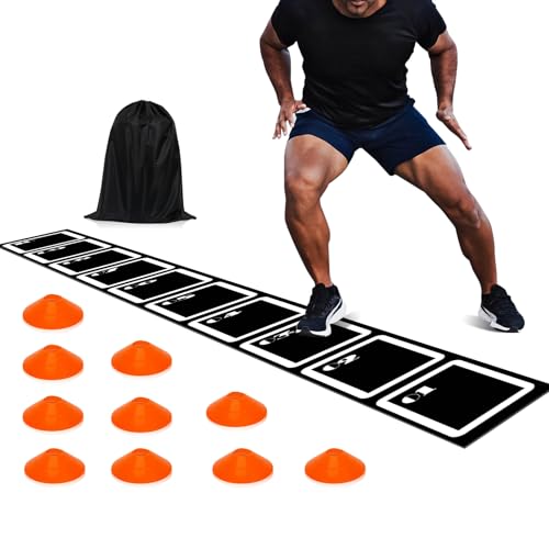 Agility Ladder Set 15ft Rubber Non-Slip Agility Training Ladder with 10Cone