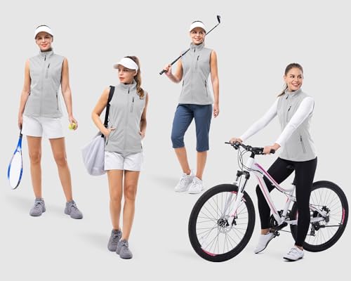 33,000ft Women's Lightweight Running Vest with 6 Pockets for Travel Golf - color: Cool Gray, size: XX-Large