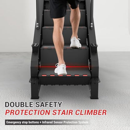 GMWD Stair Stepper Machine, Commercial Grade Stair Climber with Bluetooth, Stair Machine for Cardio, 15 Resistance Levels, 24-164 Steps/Min, Exercise Machine with LED Display for Home - color: Black