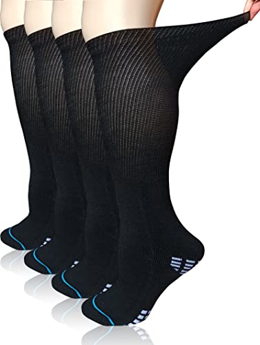 COIYUFUX Extra Width Socks For Bariatric Diabetic For Men Women, Cast Lymphedema Socks for Swollen Foot Ankle 2 Pairs - color: Black