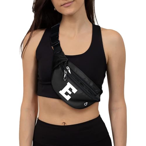 Fanny Packs for Men and Women Water-Repellent Sports Waist Pack Bag - color: 1pack-Black Letter E