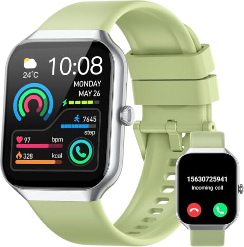 Smart Watch 2026 NEW 1.96" Smartwatch for Men Women(Answer/Make Call),Fitness Watch with 110+ Sport Modes, Reloj Inteligente with Sleep Monitor/Heart Rate/Step/IP68,for Android iOS, Silver green - color: Silver green