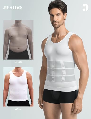 3 Pack Compression Shirt Men Body Shaper Vest Workout Tank Top - color: 3-black/White/White, size: XX-Large