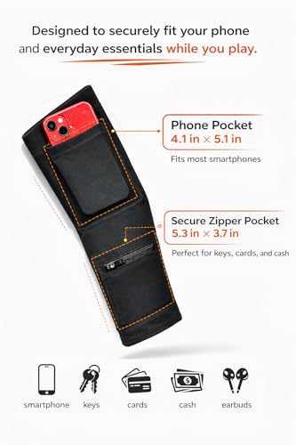 Arm Sleeve with Phone Pocket and Zipper Storage — Running Sleeve with Phone Holder for Men and Women, No-Bounce Compression Fit, Hands Free Workout Sleeve for Gym Sports and Outdoor Activities, Black
