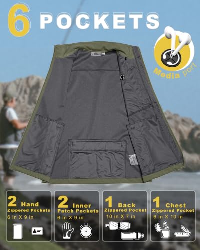 33,000ft Men's Windproof Lightweight Golf Vest Outerwear Sleeveless Jacket - color: Army Green, size: Small