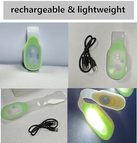 Hands Free LED Flashlight Clip on Flashlight Rechargeable Safety Nursing Night Shift Lights for Outdoor Sports Green