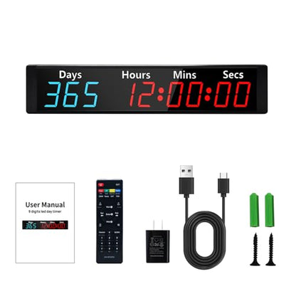LUCKY TIME Digital 999 Days Countdown Count Up Timer Clock with RGB Color