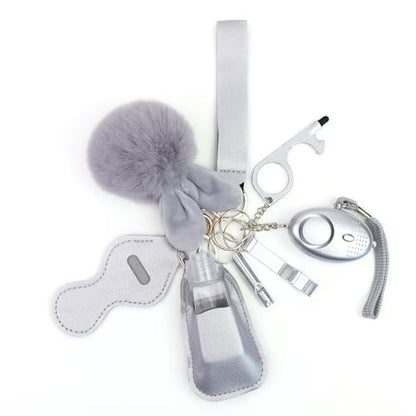 QINER Safety Keychain Set for Women, Safety Keychain Set with Personal Alarm, 9 Pcs Protective Accessories for Women - color: Silver