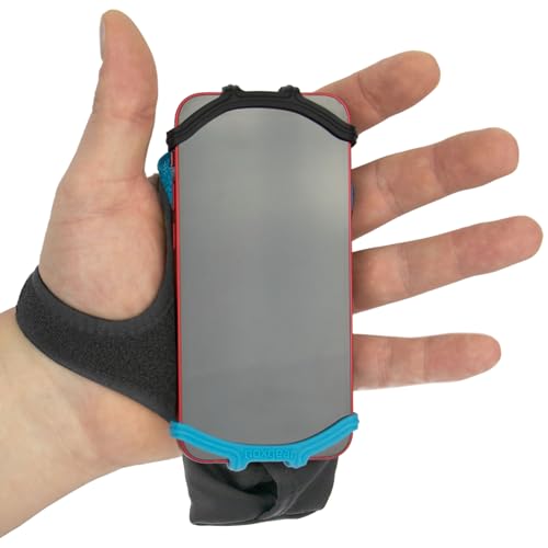 Noxgear Hand Held Phone Holder - Handheld Grip Phone Holder with Key Fob & Card Slot for Running, Jogging & Working Out - Compatible with All Phones (iPhone, Samsung & Google) - Machine Washable - color: Noxgear Blue, size: Left Hand
