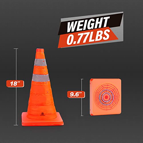 RoadHero 18 Inch 4 Pack Collapsible Traffic Safety Cones with Bag,Orange - size: 18 Inch (Pack of 2)