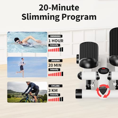 2-in-1 Mini Stepper Machine with Resistance Bands, Compact Under Desk Stair Stepper with Adjustable Hydraulic Resistance, Quiet Low Impact Cardio Stepper with LCD for Home Gym Office