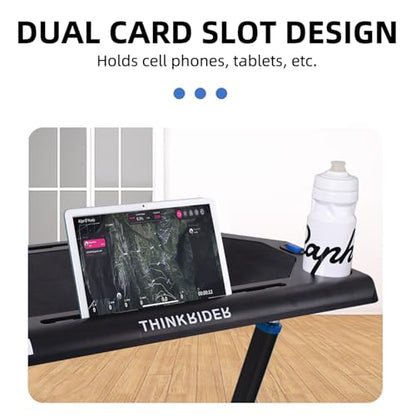 ThinkRider Adjustable Bike Desk - Rolling Laptop Cart for Stationary Bike or Trainer - Exercise While Working or Watching TV Standing Desk