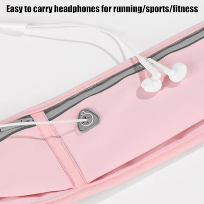 Slim Running Belt for Men & Women, Ultra Lightweight Waist Pack with Earphone Hole, Reflective Jogging Belt for Phone & Keys (Grey) - color: Grey