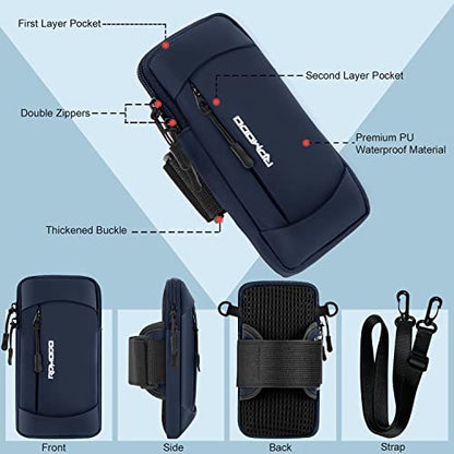 Phone Holder for Running with Adjustable Crossbody Strap, 7.5" Blue - color: 06-Blue + Black Strap