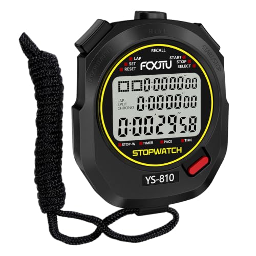 Sports Stopwatch Timer, 10Lap/Split Memory Digital Stop Watch Black