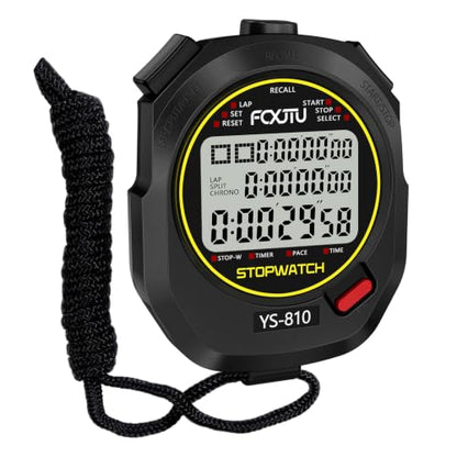 Sports Stopwatch Timer, 10Lap/Split Memory Digital Stop Watch Black