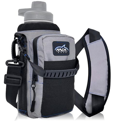 Arca Gear Hydro Carrier 32 oz Small - Insulated Water Bottle Sling w/Carry Handle, Shoulder Strap, Wallet and Two Pouches - The Perfect Flask Accessory - color: Frost Grey