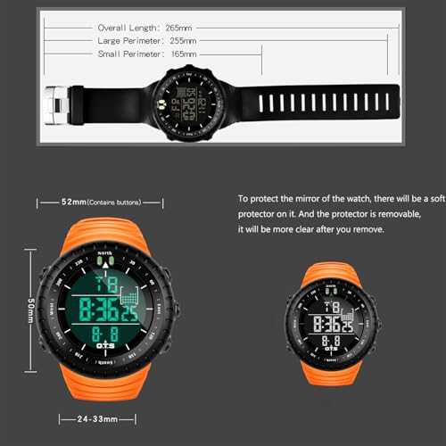 PALADA Men's Digital Sports Watch Waterproof Tactical Watch with LED Backlight Watches for Men - color: Orange