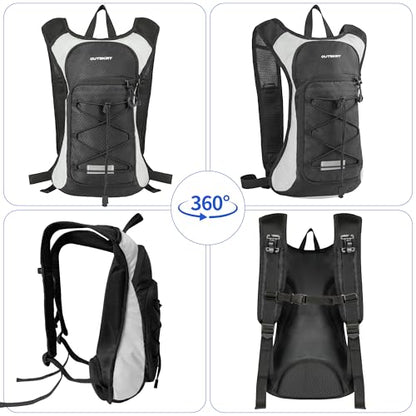 OUTSKIRT Hydration Backpack with 2L Water Bladder, Lightweight and Breathable Running Hydration Pack, Water Backpack for Hiking, Cycling, Trail Running, Marathons & Outdoor Adventures for Men Women