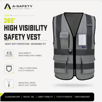 A-SAFETY XSmall grey manager vest work - color: Grey, size: X-Small