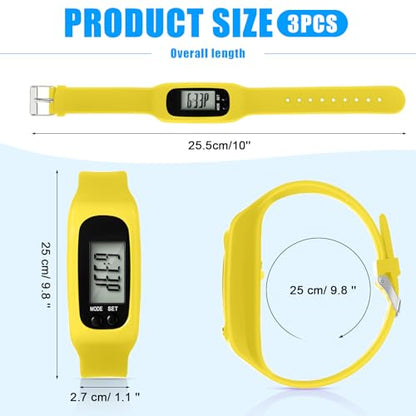 Kenning 3 Pcs Walking Running Pedometer Watch - color: Orange,Yellow,White