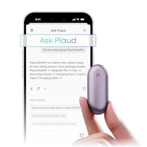 Plaud NotePin Wearable AI Voice Recorder, Sunset Purple, Non-S Version - color: Purple