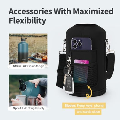 WixByti One Gallon Insulated Water Bottle, Stainless Steel 128oz Water Jug - color: Blue/Black Gradient, size: 128 Ounces