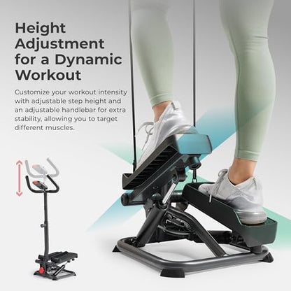 Sunny Health & Fitness Smart Stair Stepper w/Handlebar & Resistance Bands - color: Grey