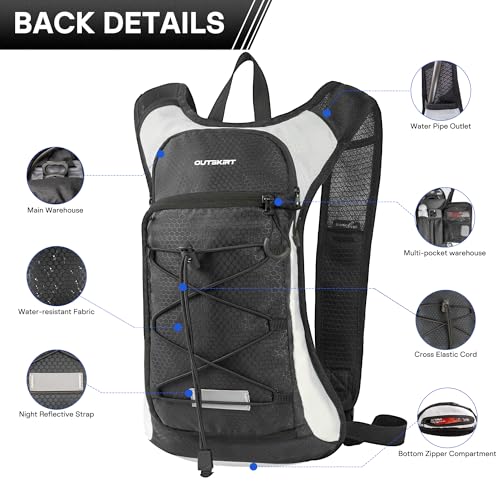 OUTSKIRT Hydration Backpack with 2L Water Bladder, Lightweight and Breathable Running Hydration Pack, Water Backpack for Hiking, Cycling, Trail Running, Marathons & Outdoor Adventures for Men Women