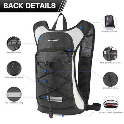 OUTSKIRT Hydration Backpack with 2L Water Bladder, Lightweight and Breathable Running Hydration Pack, Water Backpack for Hiking, Cycling, Trail Running, Marathons & Outdoor Adventures for Men Women