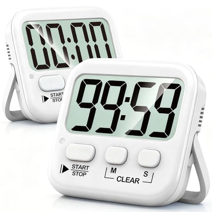 Antonki 2 Pack Digital Timer for Kids Classroom Kitchen Timers for Cooking - color: Pure White *2