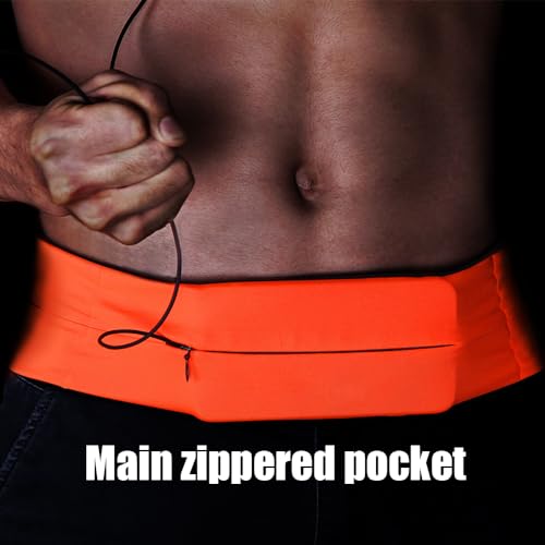 AnsrJ Slim Running Belt,Pockets with Zippers,Waist Pack for Phone Holder. - color: Blue, size: Medium