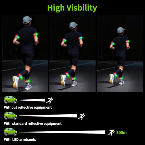 Taximi LED Armband for Running, High Visibility Reflective Running Lights for Runners, USB Rechargeable Light Up Arm Bands for Men Women Kids Night Cycling Walking Jogging - color: Green