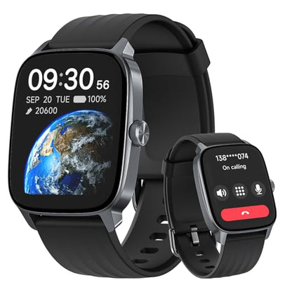 Pedometer Watch for Men Women Android & iPhone, 1.85" Retina Display with Answer/Make Calls, Smart Watch with Pedometer, Calories & Step Counter, Waterproof Heart Rate/Sleep/SpO2 Monitor