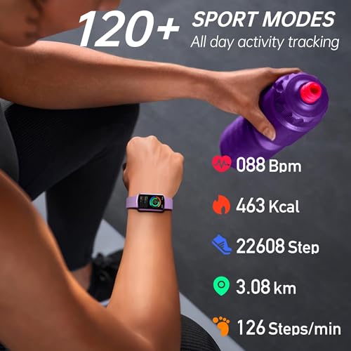 Health Fitness Tracker with 24/7 Heart Rate, Smart Watch with Blood Pressure and Blood Oxy-gen Monitor, Bulit-in 120+ Sport Mode, Sleep Tracking Waterproof Activity Tracker for Women Men - color: Deep Purple