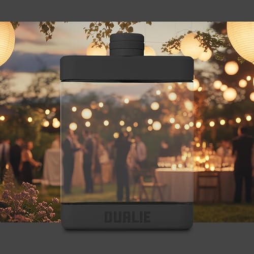 DUALIE 8 oz Hip Flask for Liquor - Shatterproof Alcohol Flasks with Clear Tritan Plastic and Silicone Grip - Flask Gift for Men & Women - Black - color: Black