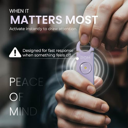 POM Personal Safety Alarm for Women – 130dB Loud Emergency Siren, USB-C Rechargeable with Bright LED Flashlight, Portable Keychain Design for Self Defense, Purse, Backpack & Travel (Lavender) - color: Lavender