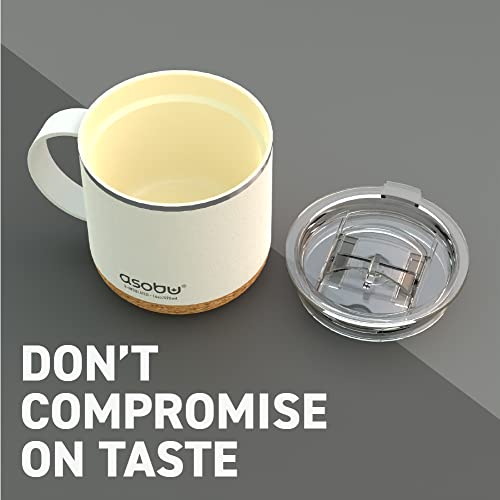 asobu Infinite Stainless Steel Insulated Coffee Mug with Inner Ceramic Coating and Cork Coaster 16 Ounce (White) - color: White, style: INFINITE MUG