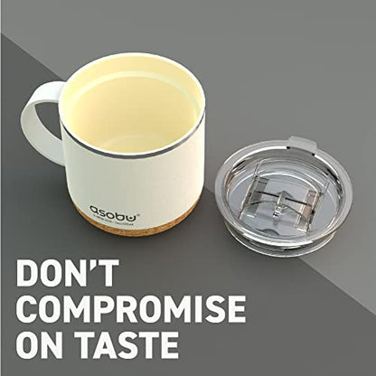 asobu Infinite Stainless Steel Insulated Coffee Mug with Inner Ceramic Coating and Cork Coaster 16 Ounce (White) - color: White, style: INFINITE MUG
