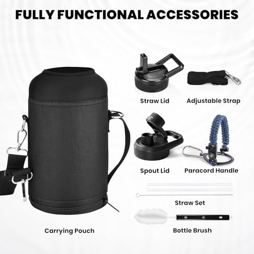 RAYMYLO Insulated Water Bottle 64 oz, Triple Wall Vacuum Stainless Steel - color: Dark Blue, size: 64 Ounces