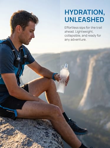 Zelvot Running Vest Collapsible Water Bottle, TPU 500ml Soft Flask (White) - color: White, size: 500 ml