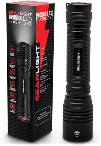 LED Flashlight High Lumens, Tactical Flashlight Battery Powered (Batteries Not Included), Bright Handheld Flashlight for Camping, Hunting, Home, Security, Hiking, Walking at Night & Emergency Use - color: S2000 Black, size: Battery Powered