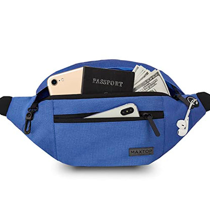 Large Blue Crossbody Fanny Pack for Women Men,Idea Gift for Travel Running - color: Blue