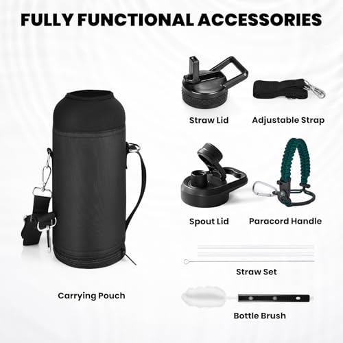RAYMYLO Insulated Water Bottle 40 oz, Triple Wall Vacuum Stainless Steel - color: Dark Green, size: 40 Ounces