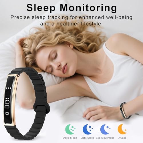 Efolen Smart Bracelet for Women,Ultralight Fitness Tracker Smart Wristband with Heart Rate/Blood Oxygen/Sleep Monitor/Pedometer,Slim Smartwatch for Android iPhone,Activity Tracker,2 Band,Gold+Black - color: Rose Gold