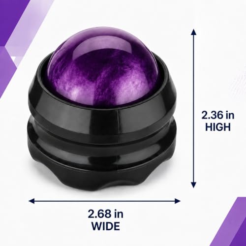Manual Massage Ball Roller for Forearm & Muscle Pain Relief - Purple Handheld Self Massage Tool for Essential Oils & Lotion - color: Purple