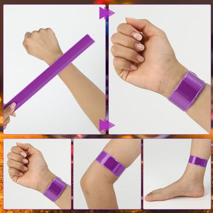 20 Pcs Reflector Snap Bands Fluorescent Slap Armbands - color: Purple