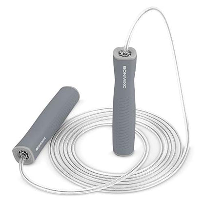 Weighted Jump Rope 1-LB for Adult || Speed Skipping Rope with Ball Bearings - color: Speed Gray (1 Pack)