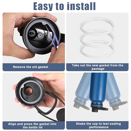 NQEUEPN 12pcs Water Bottle Gasket Replacement, Silicone Sealing Ring Gaskets Silicone Gasket Replacement for Thermoflask 24/32/40/64oz Water Bottle Lids, Chug Lid, Chug Spout, Vent Hole